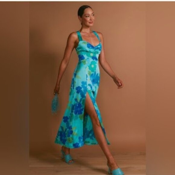 NWT Show Me Your Mumu Mina Midi Dress in Blue Piccadilly Floral Size S - Picture 4 of 11